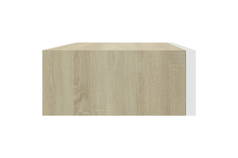 væghængt hylde med skuffe 40x23,5x10 cm MDF egetræ og hvid - Beige - Opbevaring - Opbevaring til småting - Kurve & kasser