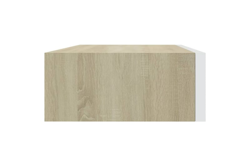 væghængt hylde med skuffe 40x23,5x10 cm MDF egetræ og hvid - Beige - Kurve & kasser