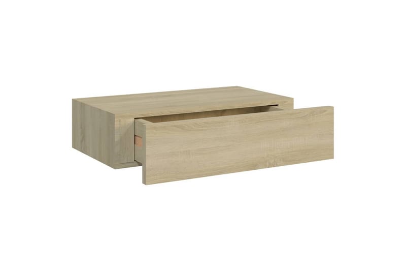 væghængt hylde med skuffe 40x23,5x10 cm MDF egetræsfarve - Brun - Opbevaring - Opbevaring til småting - Kurve & kasser