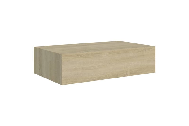 væghængt hylde med skuffe 40x23,5x10 cm MDF egetræsfarve - Brun - Kurve & kasser