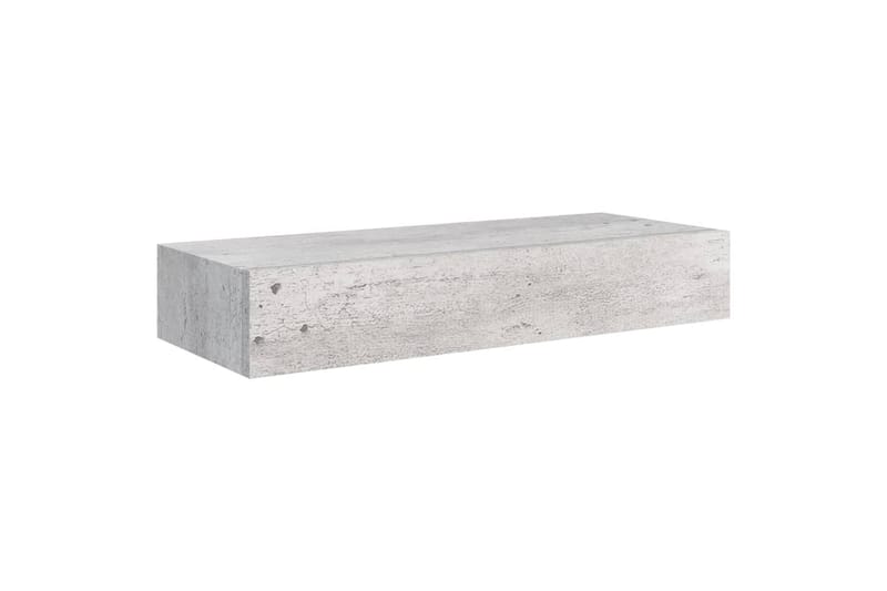 væghængt hylde med skuffe 60x23,5x10 cm MDF betongrå - Grå - Kurve & kasser