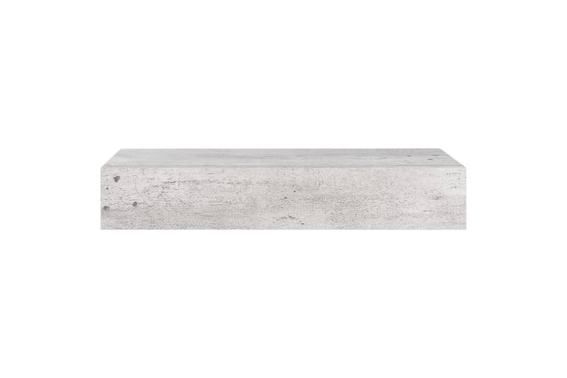 væghængt hylde med skuffe 60x23,5x10 cm MDF betongrå - Grå - Kurve & kasser