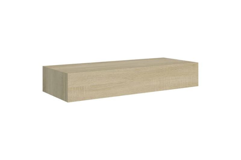 væghængt hylde med skuffe 60x23,5x10 cm MDF egetræ - Brun - Kurve & kasser