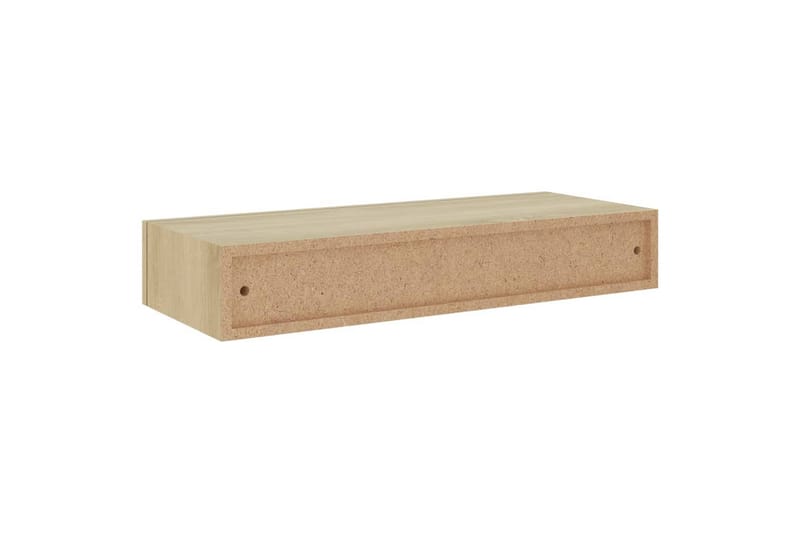 væghængt hylde med skuffe 60x23,5x10 cm MDF egetræ - Brun - Kurve & kasser