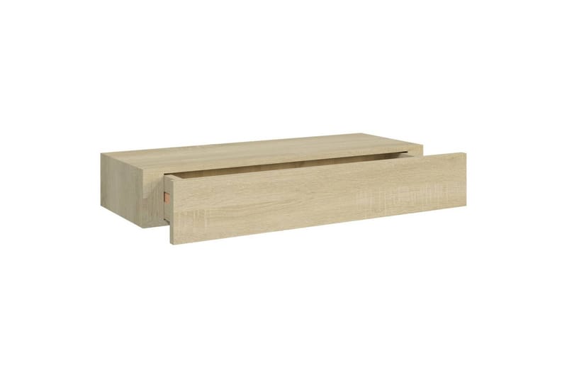 væghængt hylde med skuffe 60x23,5x10 cm MDF egetræ - Brun - Opbevaring - Opbevaring til sm�åting - Kurve & kasser