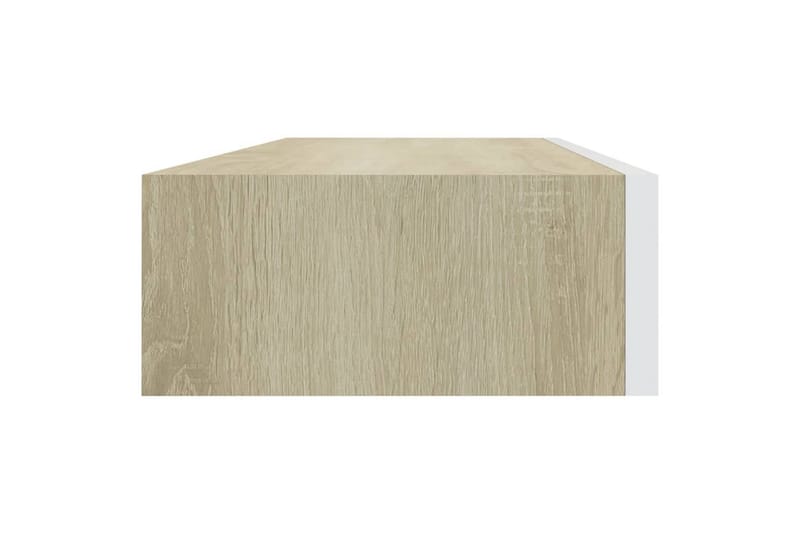 væghængt hylde med skuffe 60x23,5x10 cm MDF egetræ og hvid - Grå - Kurve & kasser