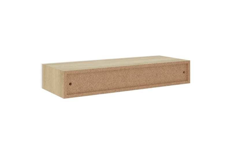 væghængt hylde med skuffe 60x23,5x10 cm MDF egetræ og hvid - Grå - Kurve & kasser