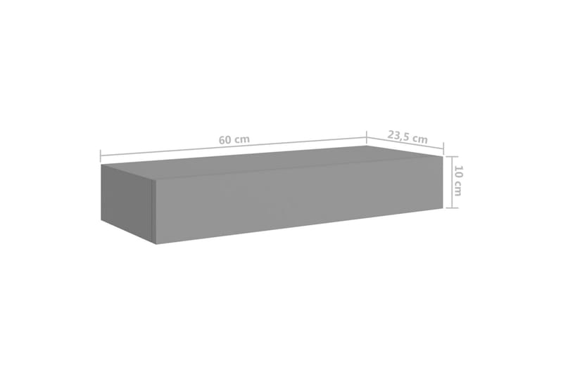 væghængt hylde med skuffe 60x23,5x10 cm MDF grå - Grå - Kurve & kasser