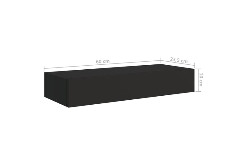 væghængt hylde med skuffe 60x23,5x10 cm MDF sort - Sort - Kurve & kasser