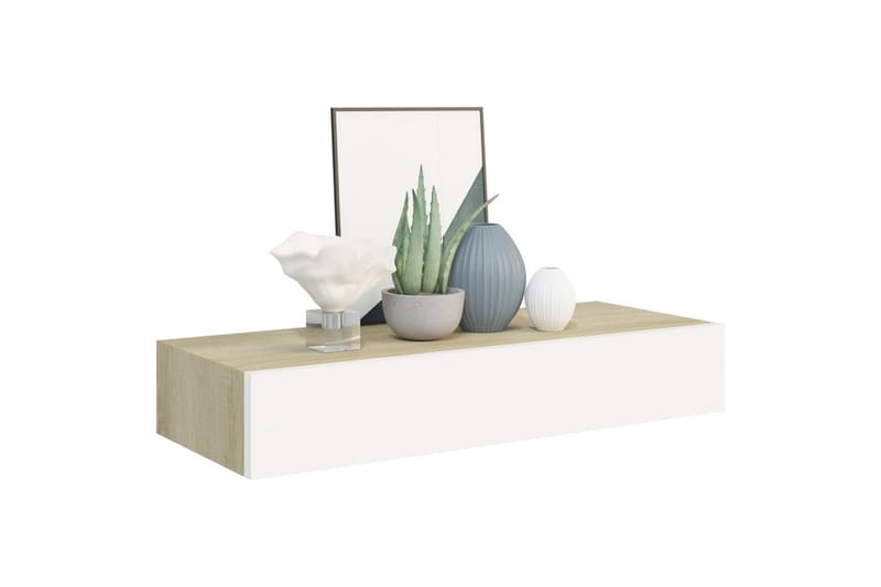 væghængte hylder m. skuffe 2 stk. 60x23,5x10 cm MDF - Grå - Opbevaring - Opbevaring til småting - Kurve & kasser