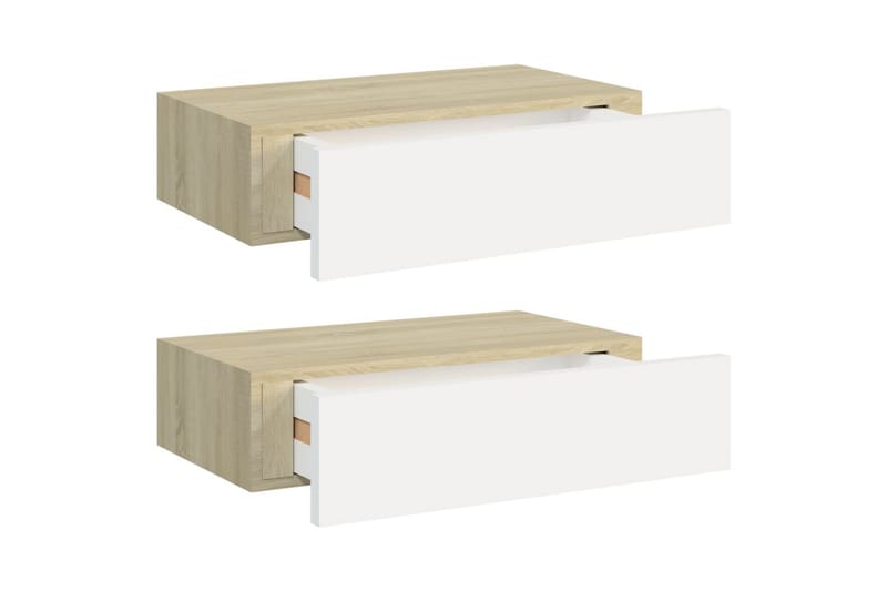 væghængte hylder med skuffe 2 stk. 40x23,5x10 cm MDF - Beige - Kurve & kasser