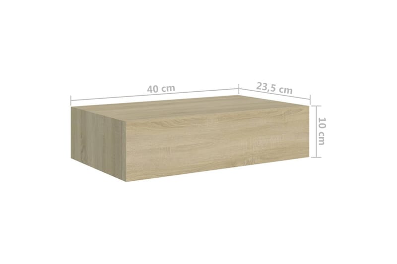 væghængte hylder med skuffe 2 stk. 40x23,5x10 cm MDF egetræ - Brun - Opbevaring - Opbevaring til småting - Kurve & kasser