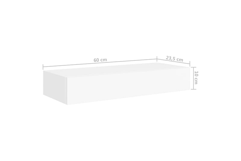 væghængte hylder med skuffe 2 stk. 60x23,5x10 cm MDF hvid - Hvid - Opbevaring - Opbevaring til småting - Kurve & kasser