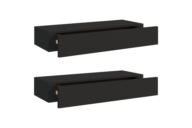 væghængte hylder med skuffe 2 stk. 60x23,5x10 cm MDF sort - Sort - Opbevaring - Opbevaring til småting - Kurve & kasser