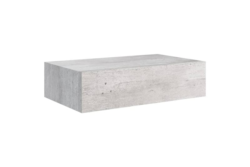 væghængte hylder med skuffe 2stk. 40x23,5x10cm MDF betongrå - Grå - Opbevaring - Opbevaring til småting - Kurve & kasser