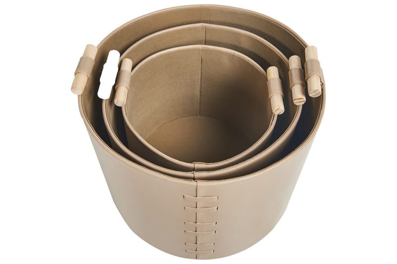 Kurv Aram sæt af 3 Beige - Beige - Opbevaring - Opbevaring til småting - Kurve - Flettet kurv & rattankurv