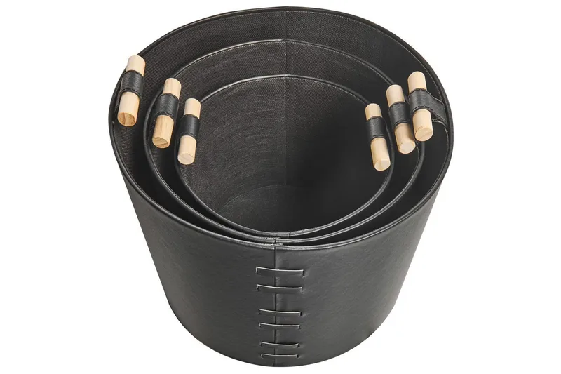 Kurv Aram sæt af 3 Sort - Sort - Opbevaring - Opbevaring til småting - Kurve - Flettet kurv & rattankurv