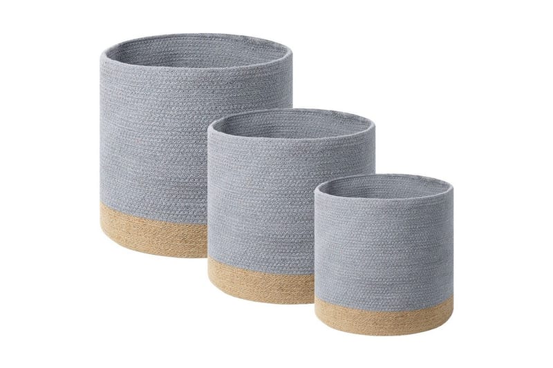Kurv Basima sæt af 3 Beige, grå - Beige, grå - Opbevaring - Opbevaring til småting - Kurve - Flettet kurv & rattankurv