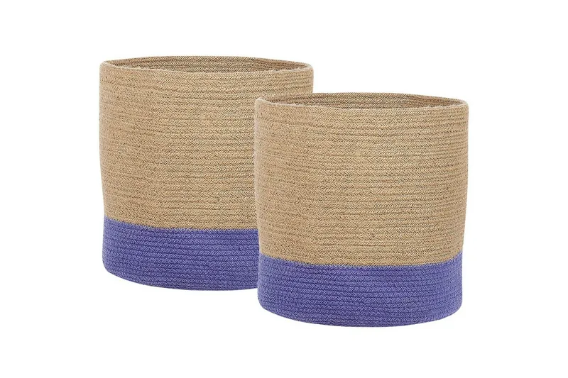 Kurv Bulanik sæt af 2 Beige, naturlig, lilla, Beige, naturlig, lilla