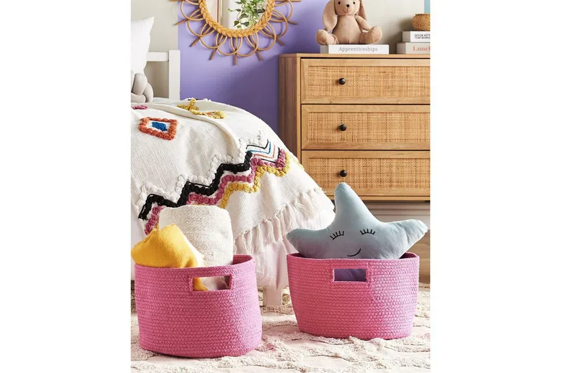 Kurv Chiniot sæt på 2 Rosa - Rosa - Opbevaring - Opbevaring til småting - Kurve - Flettet kurv & rattankurv