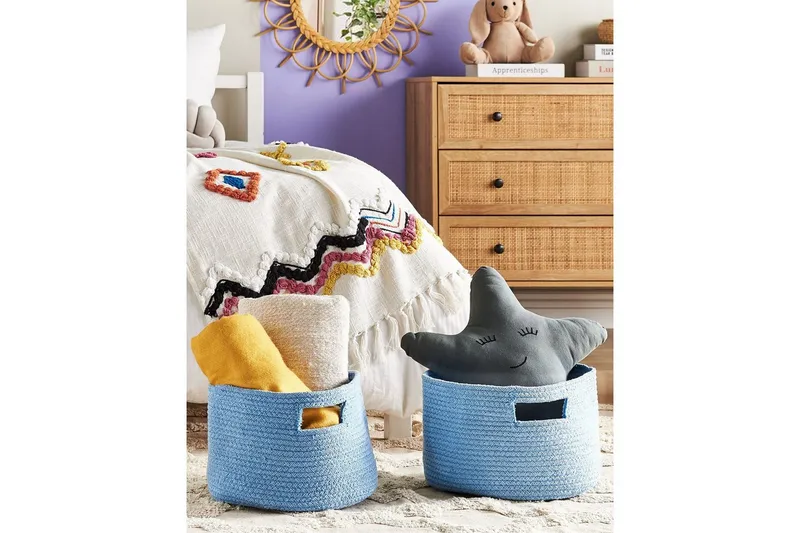 Kurv Chiniot sæt på 2 Blå - Blå - Opbevaring - Opbevaring til småting - Kurve - Flettet kurv & rattankurv