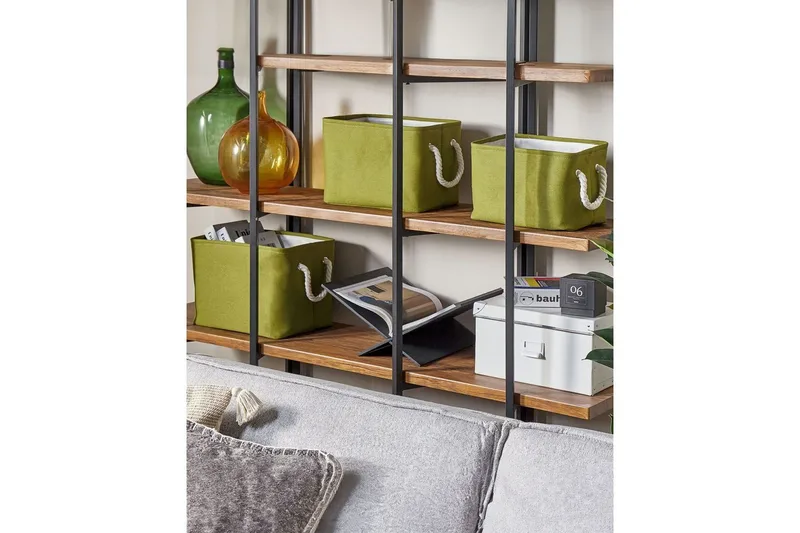 Kurv Darqab sæt á 3 Grøn, hvid - Grøn, hvid - Opbevaring - Opbevaring til småting - Kurve - Flettet kurv & rattankurv