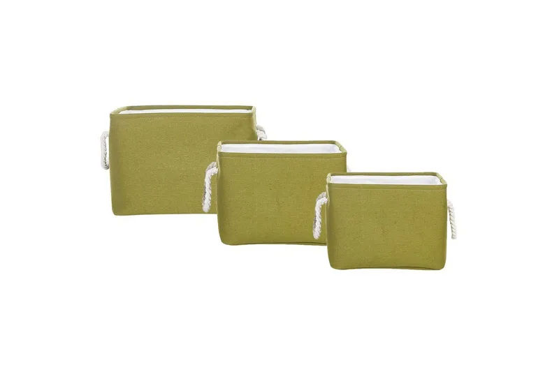 Kurv Darqab sæt á 3 Grøn, hvid - Grøn, hvid - Opbevaring - Opbevaring til småting - Kurve - Flettet kurv & rattankurv