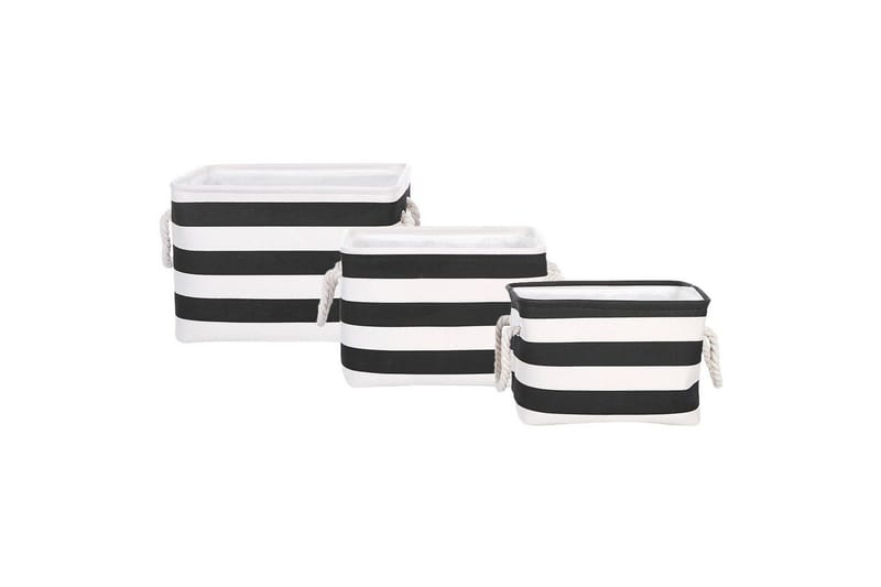 Kurv Darqab sæt á 3 Sort, Hvid - Sort, Hvid - Opbevaring - Opbevaring til småting - Kurve - Flettet kurv & rattankurv