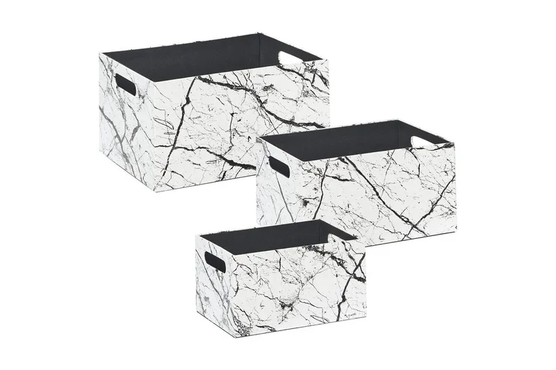 Kurv Larsa sæt af 3 Hvid/Sort, Hvid/Sort