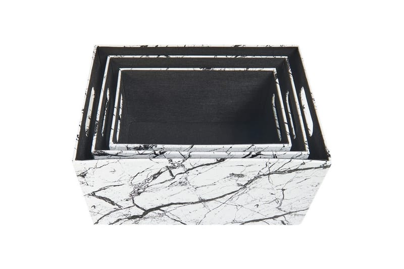 Kurv Larsa sæt af 3 Hvid/Sort - Hvid/Sort - Opbevaring - Opbevaring til småting - Kurve - Flettet kurv & rattankurv