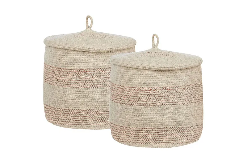 Kurv Silopi sæt af 2 Beige, Orange, Beige, Orange