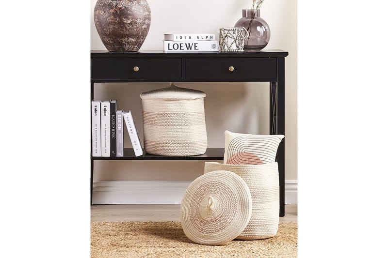 Kurv Silopi sæt af 2 Beige, Orange - Beige, Orange - Opbevaring - Opbevaring til småting - Kurve - Flettet kurv & rattankurv