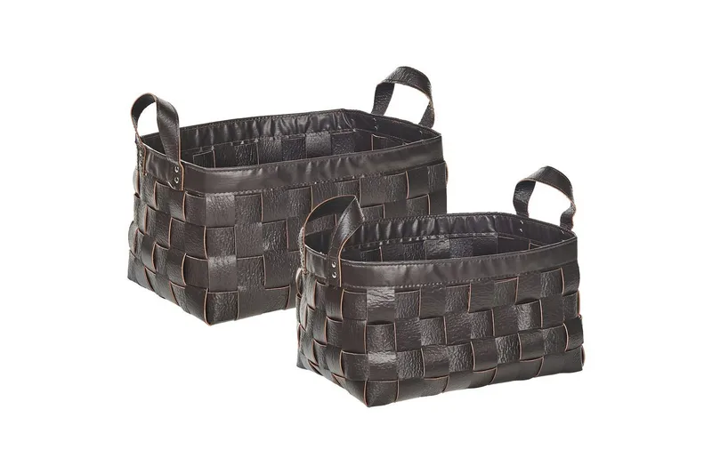 Kurv Sippar sæt af 2 Mørkebrun - Mørkebrun - Opbevaring - Opbevaring til småting - Kurve - Flettet kurv & rattankurv