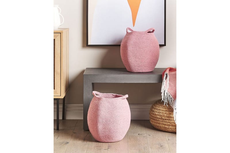 Kurv Panjgur sæt af 2 Rosa - Rosa - Opbevaring - Opbevaring til småting - Kurve - Flettet kurv & rattankurv