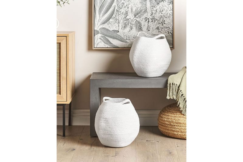 Kurv Panjgur sæt af 2 Hvid - Hvid - Opbevaring - Opbevaring til småting - Kurve - Flettet kurv & rattankurv