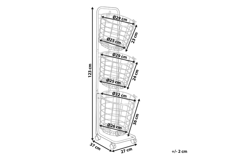 Ayapal Metalstativ 37 cm 3 Kurve - Hvid - Opbevaring - Opbevaring til småting - Kurve - Trådkurv