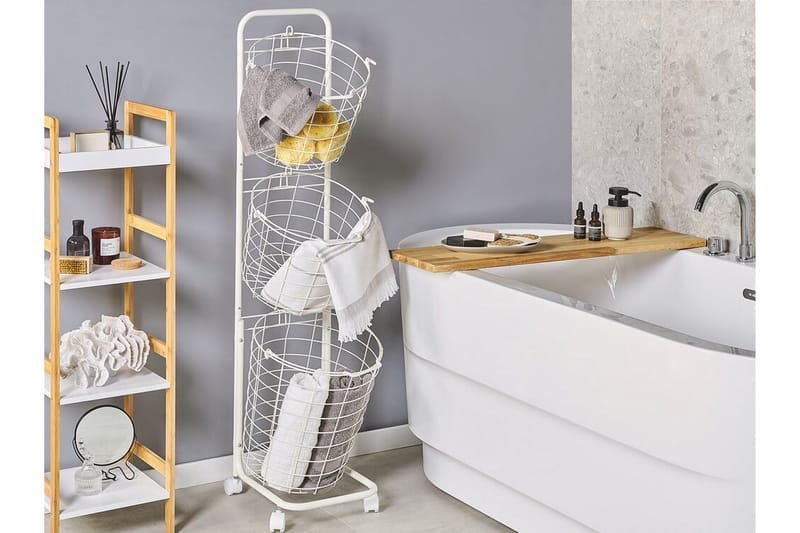Ayapal Metalstativ 37 cm 3 Kurve - Hvid - Opbevaring - Opbevaring til småting - Kurve - Trådkurv