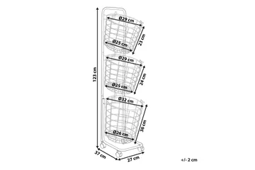 Ayapal Metalstativ 37 cm 3 Kurve - Hvid - Opbevaring - Opbevaring til småting - Kurve - Trådkurv