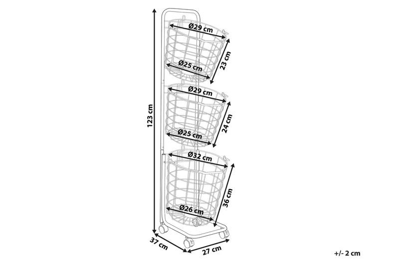 Ayapal Metalstativ 37 cm 3 Kurve - Sort - Opbevaring - Opbevaring til småting - Kurve - Trådkurv