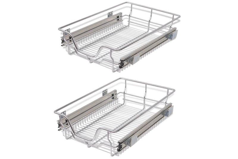 Udtrækkelige Trådkurve 2 Stk. Sølvfarvet 400 Mm - Sølv - Trådkurv