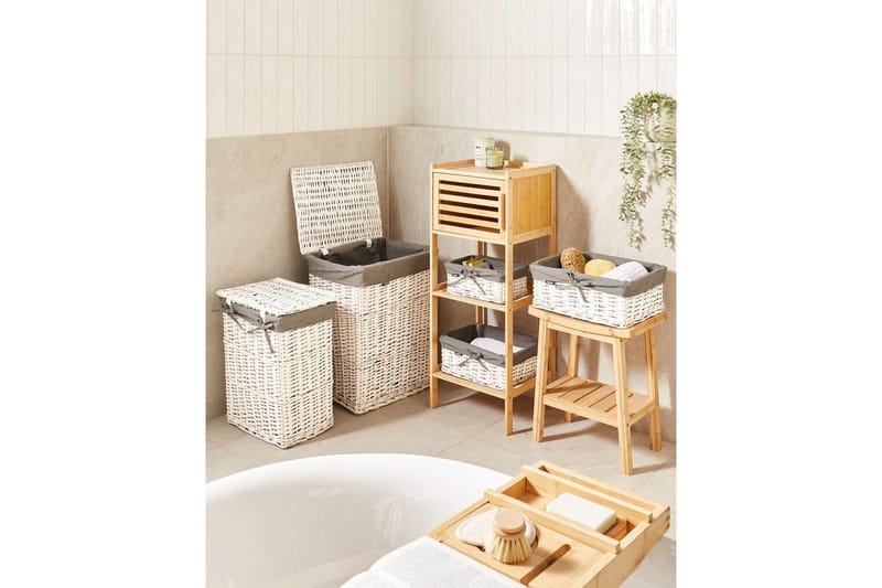 Vasketøjskurve Ella Grå/hvid - Grå/hvid - Hus & renovering - Køkken & bad - Badeværelse - Badeværelsestilbehør