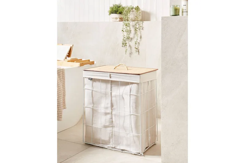 Vasketøjskurve Mirissa Hvid/lys træ - Hvid/lys træ - Hus & renovering - Køkken & bad - Badeværelse - Badeværelsestilbehør