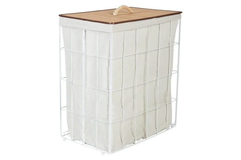 Vasketøjskurve Mirissa Hvid/lys træ, Hvid/lys træ