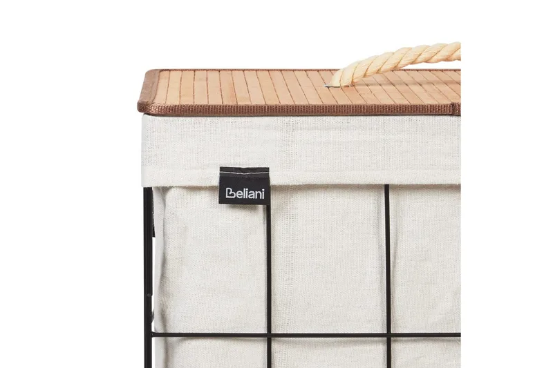 Vasketøjskurve Mirissa Sort/hvid/lyst træ - Sort/hvid/lyst træ - Hus & renovering - Køkken & bad - Badeværelse - Badeværelsestilbehør