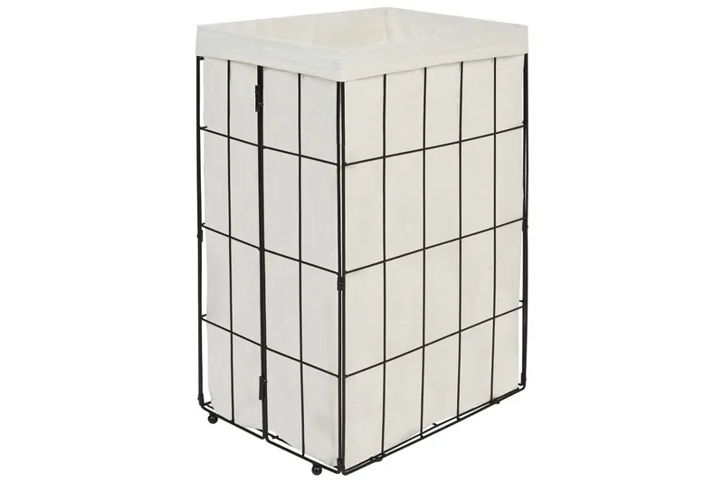 Vasketøjskurve Mirissa Sort/hvid/lyst træ - Sort/hvid/lyst træ - Hus & renovering - Køkken & bad - Badeværelse - Badeværelsestilbehør