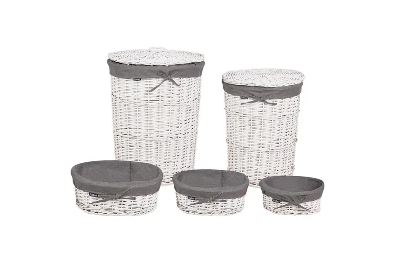 Vasketøjskurve Vakari Grå/hvid - Grå/hvid - Opbevaring - Opbevaring til småting - Kurve - Flettet kurv & rattankurv