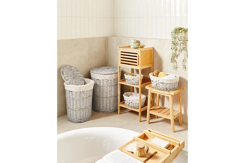 Vasketøjskurve Vakari Hvid/Grå - Hvid/Grå - Opbevaring - Opbevaring til småting - Kurve - Flettet kurv & rattankurv