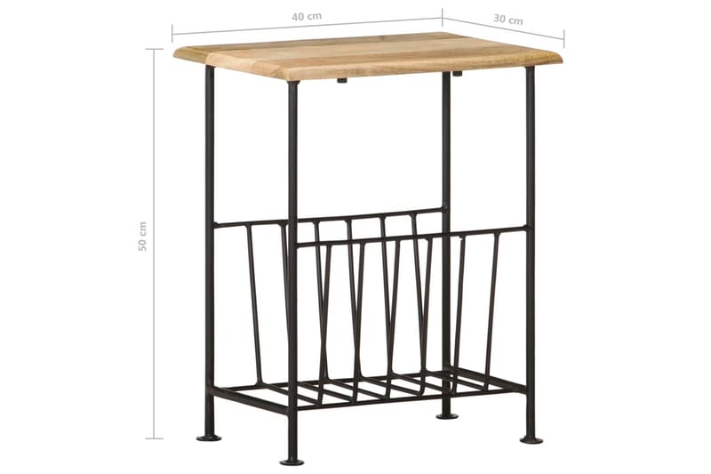 Magasinholder 40X30X50 cm Massivt Mangotræ Og Stål - Opbevaring - Opbevaring til småting