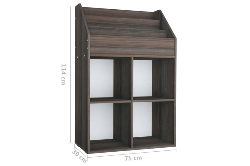 magasinholder til børn 71x30x114 cm spånplade grå og sonoma- - Grå - Opbevaring - Opbevaring til småting