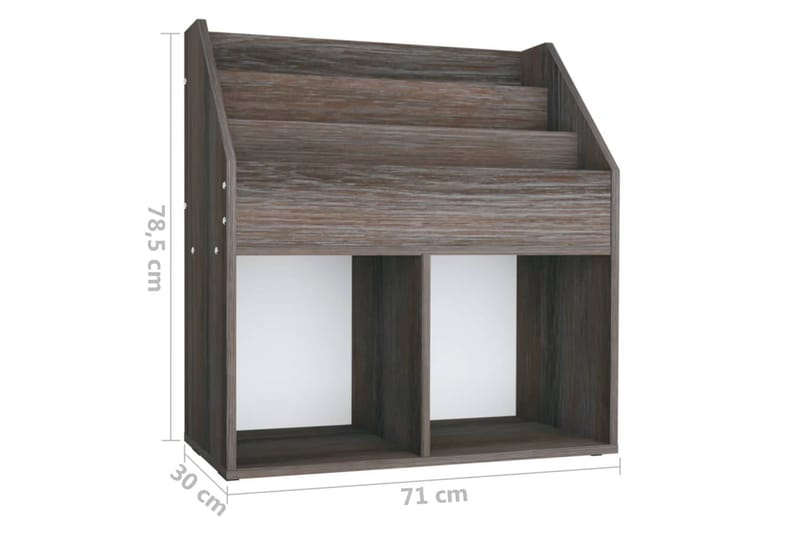 magasinholder til børn 71x30x78,5 cm spånplade grå og sonoma - Grå - Opbevaring - Opbevaring til småting